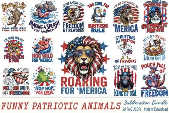 Funny Patriotic Animals Sublimation PNG Review
