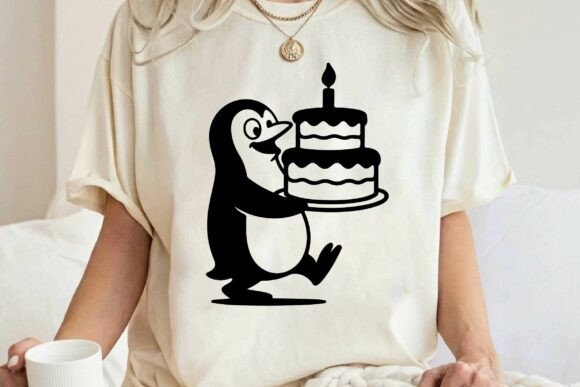 Funny Penguin with Birthday Cake SVG PNG Review